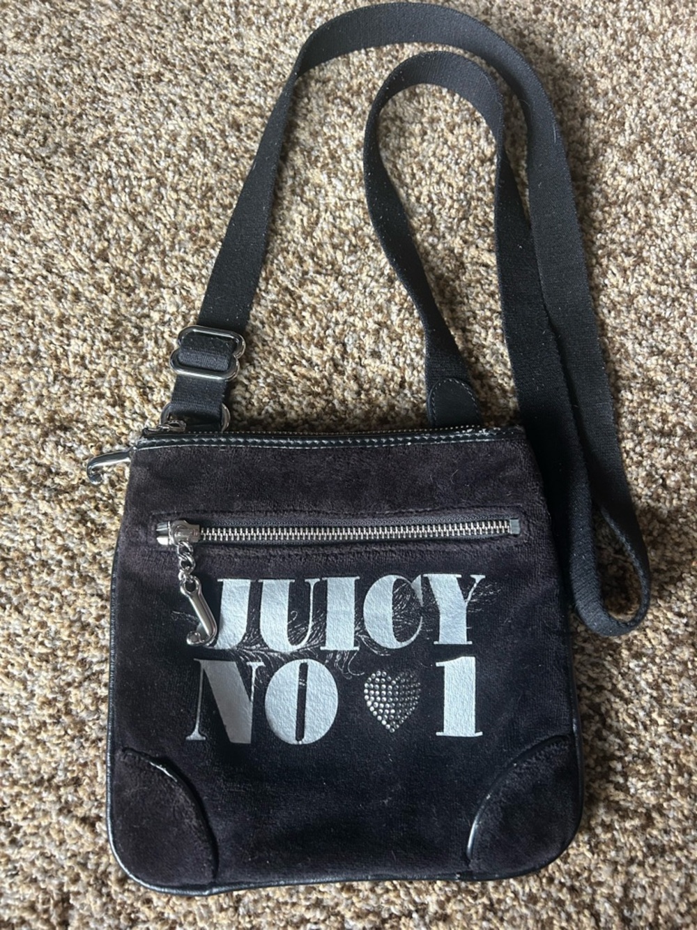Juicy Couture Black Crossbody with Silver Logo Print
